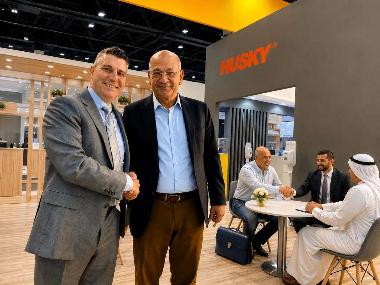 Mr. Hisham Abd El Hakim representing Delta El Nile for Industry during an industry meeting with Husky leadership at a PET technology event